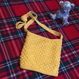 Yellow Crochet Cross Body Bag
